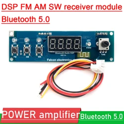 DSP PLL FM AM SW receiver module Digital Display radio Shorwave full band FM stereo Decoder Bluetooth 5.0 audio POWER amplifier