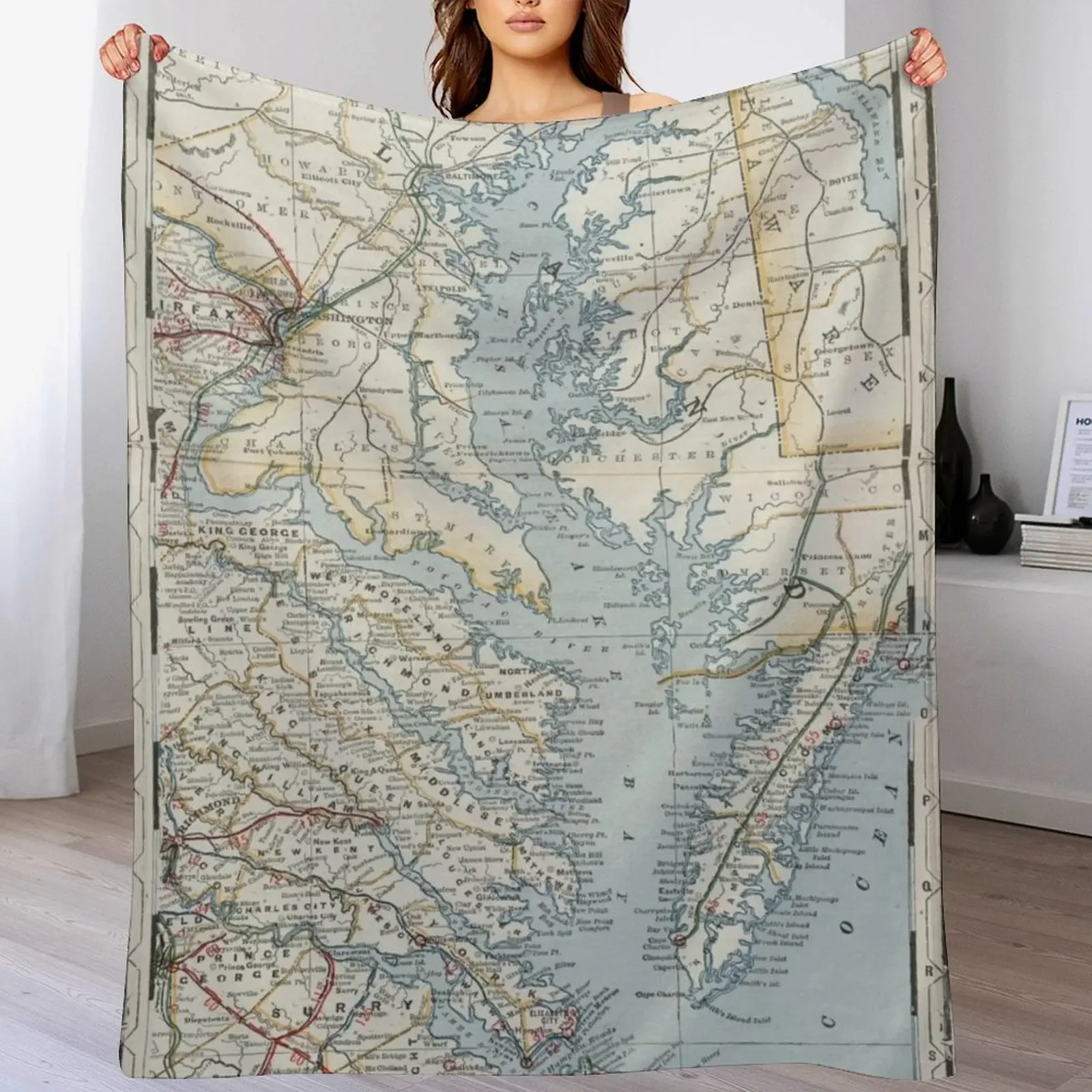 

Vintage Map of the Chesapeake Bay (1901) Throw Blanket christmas decoration Bed Fashionable Luxury Designer anime Blankets