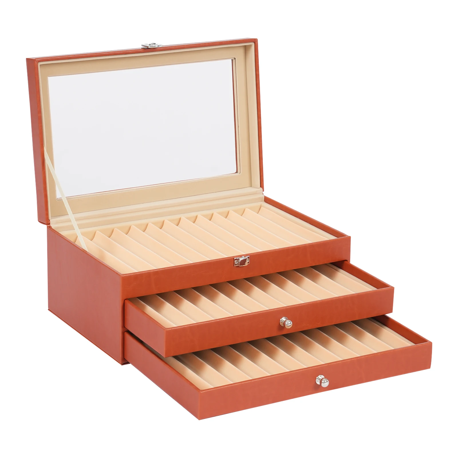 Leather Storage Collector Box Fountain Pen Display Box Holder 36 Pens