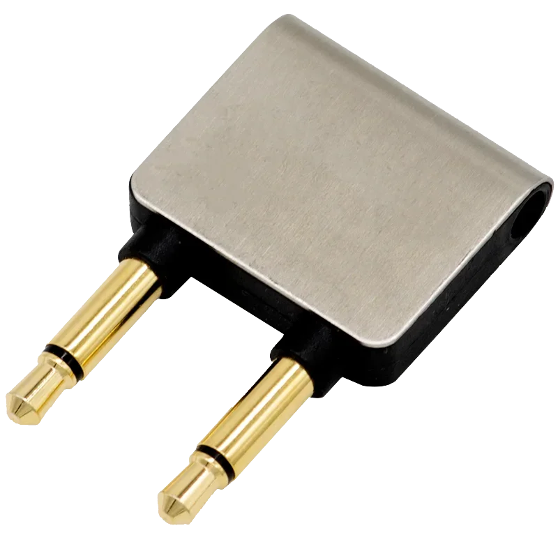 Gold-plated metal shell aircraft 3.5 mm aircraft aircraft headset mono audio converter travel jack plug distributor adapter