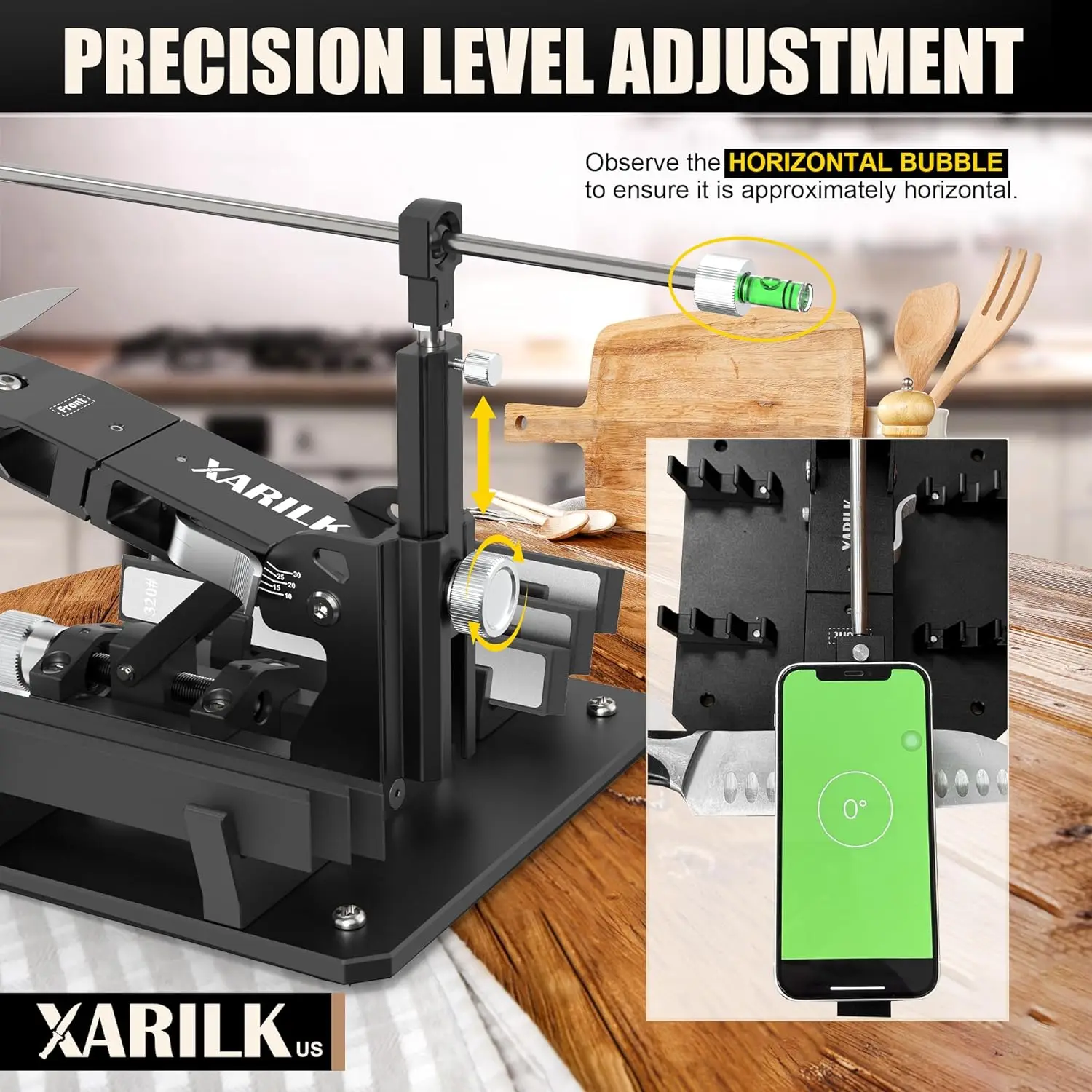 Upgraded XARILK PRO Precision Knife Sharpener System GEN 2, Heavy-duty | Aluminum Professional Knife Sharpening Tool W/Diamonds