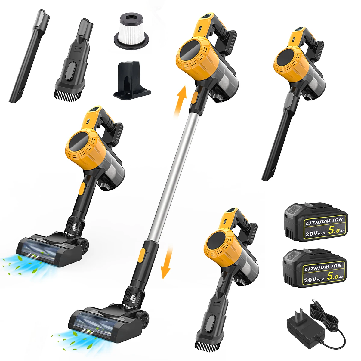 2 Battery Cordless Vacuum Cleaner for DeWALT 20v/18v Battery XR 3  in 1 Lightweight Stick Vacuum with 2 Mode Powerful Suction