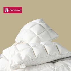 Sondeson Premium White 100% Goose Down Pillow Down-proof King Queen Cotton Bedding 3D Style Rectangle Bed Pillows For Sleep Gift