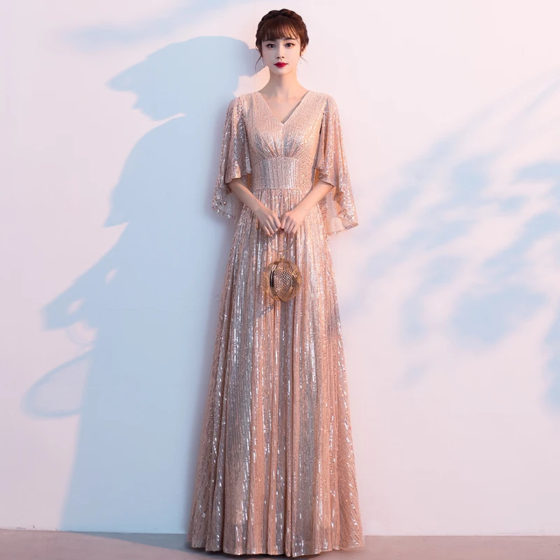 

Ele Gold Sequin Evening Gown for Women Par Host Performance Long Dr High End Luxury Feelings New 2026 Sle