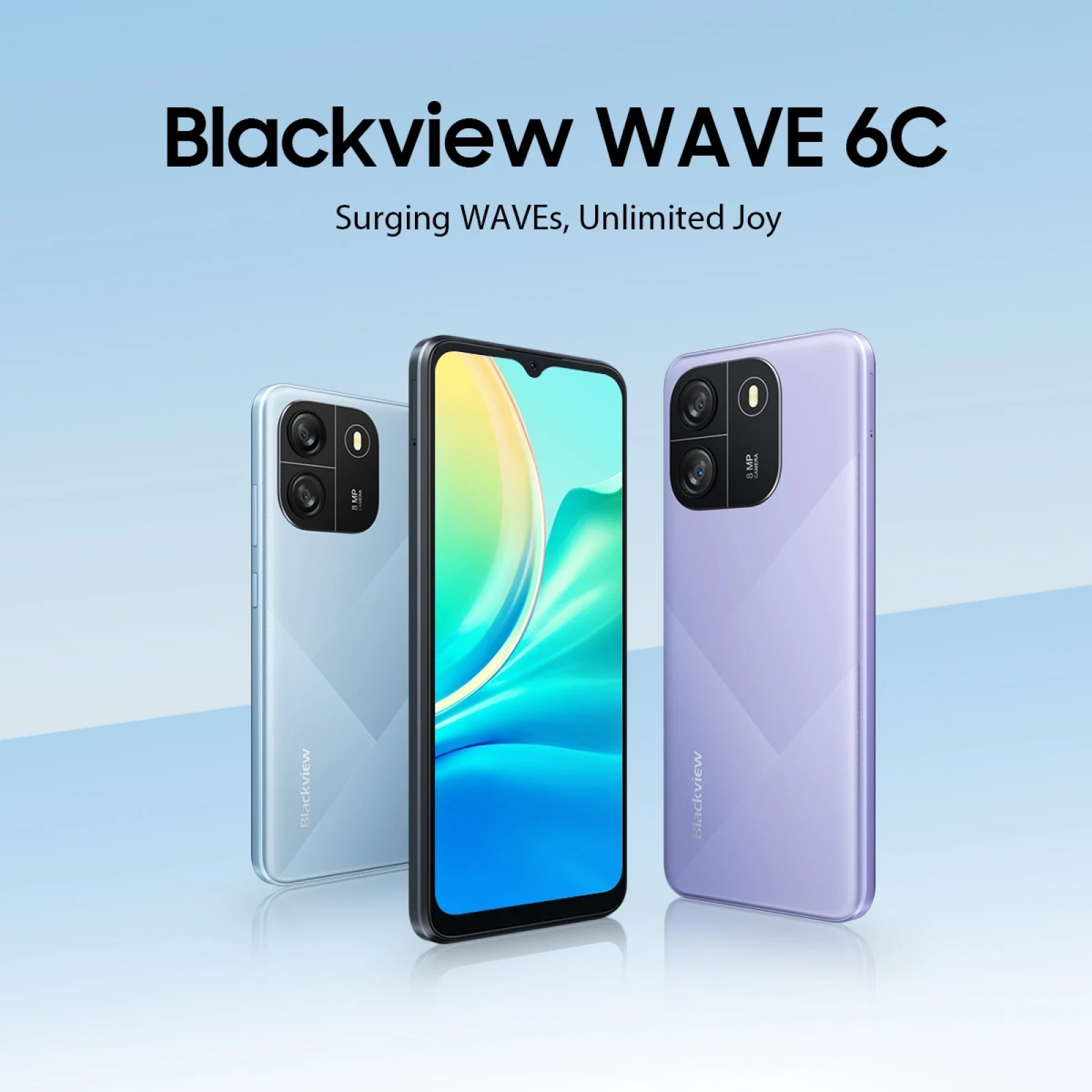 Blackview WAVE 6C Rugged Phone 2GB+32GB 6.5''HD Display 8MP Camera 5100mAh Battery Android 13 Unisoc SC9863A 4G Smartphone