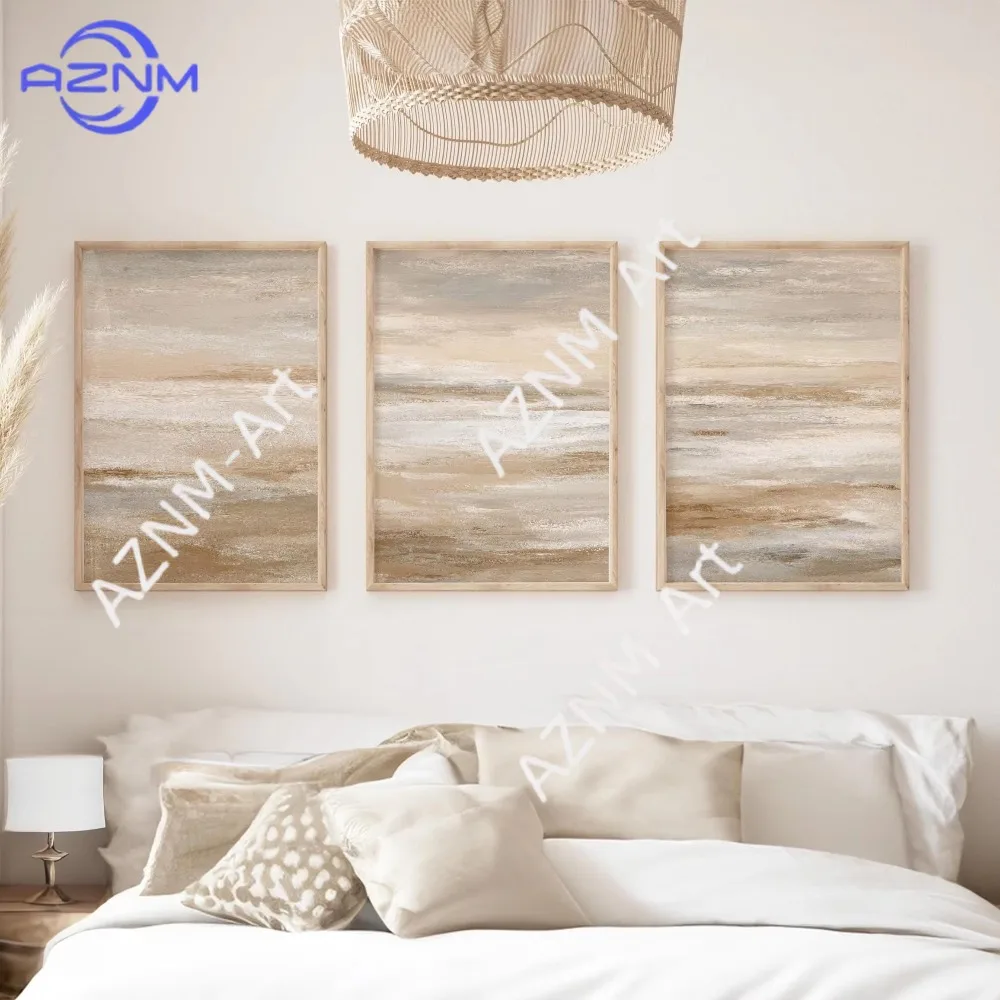 1 Stück/3 Stück Abstrakte Kunst Drucke Set Cremefarbene Wandkunst Beige Schlafzimmer Kunst Stilvolle Minimalistische Kunstdrucke Wohnzimmer Wandkunst Neutrales Dekor