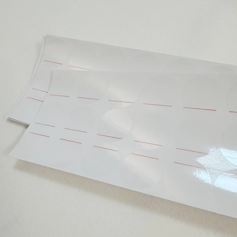 Pellicola per cover posteriore dell'orologio, appiccicosa, trasparente, linea rossa, rotonda, PET, protezione antigraffio, nuove forniture per la manutenzione dell'orologio