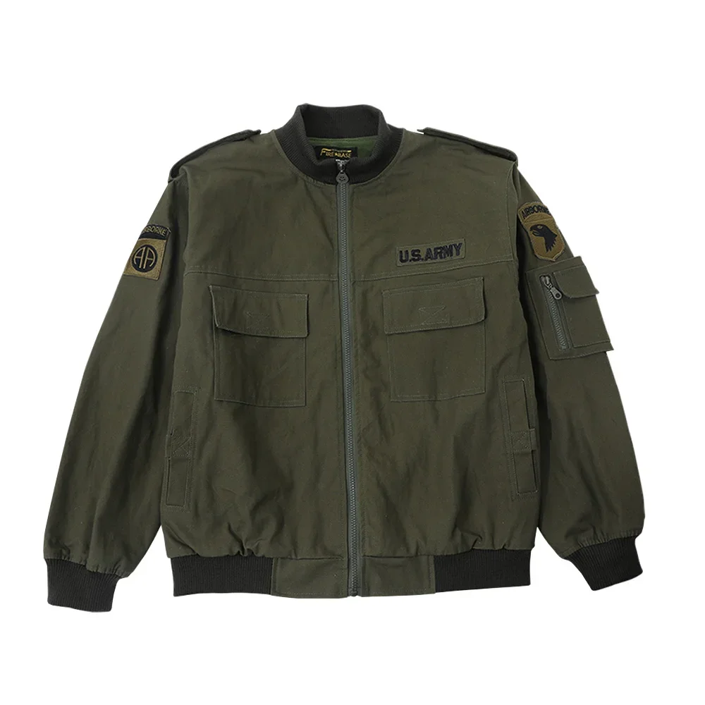 WW2 101 Jacket Retro American Soldier Airborne Division Flight Suit Cotton Men's American Bread Flight Suit 101 coat