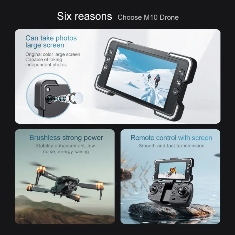 لشاومي M10 Rc الطائرة بدون طيار 8K المهنية HD كاميرا مزدوجة مع شاشة FPV WIFI فرش السيارات تجنب العوائق كوادكوبتر اللعب