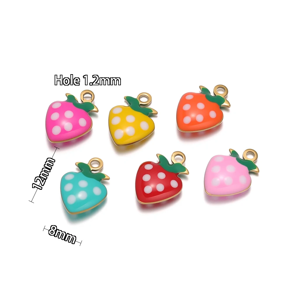 20 Stück Edelstahl-Emaille-Herz-Erdbeer-Anhänger für DIY-Schmuck, Halsketten, Armbänder, Anhänger und Ohrringe für Kinder und Mädchen – Detail 3