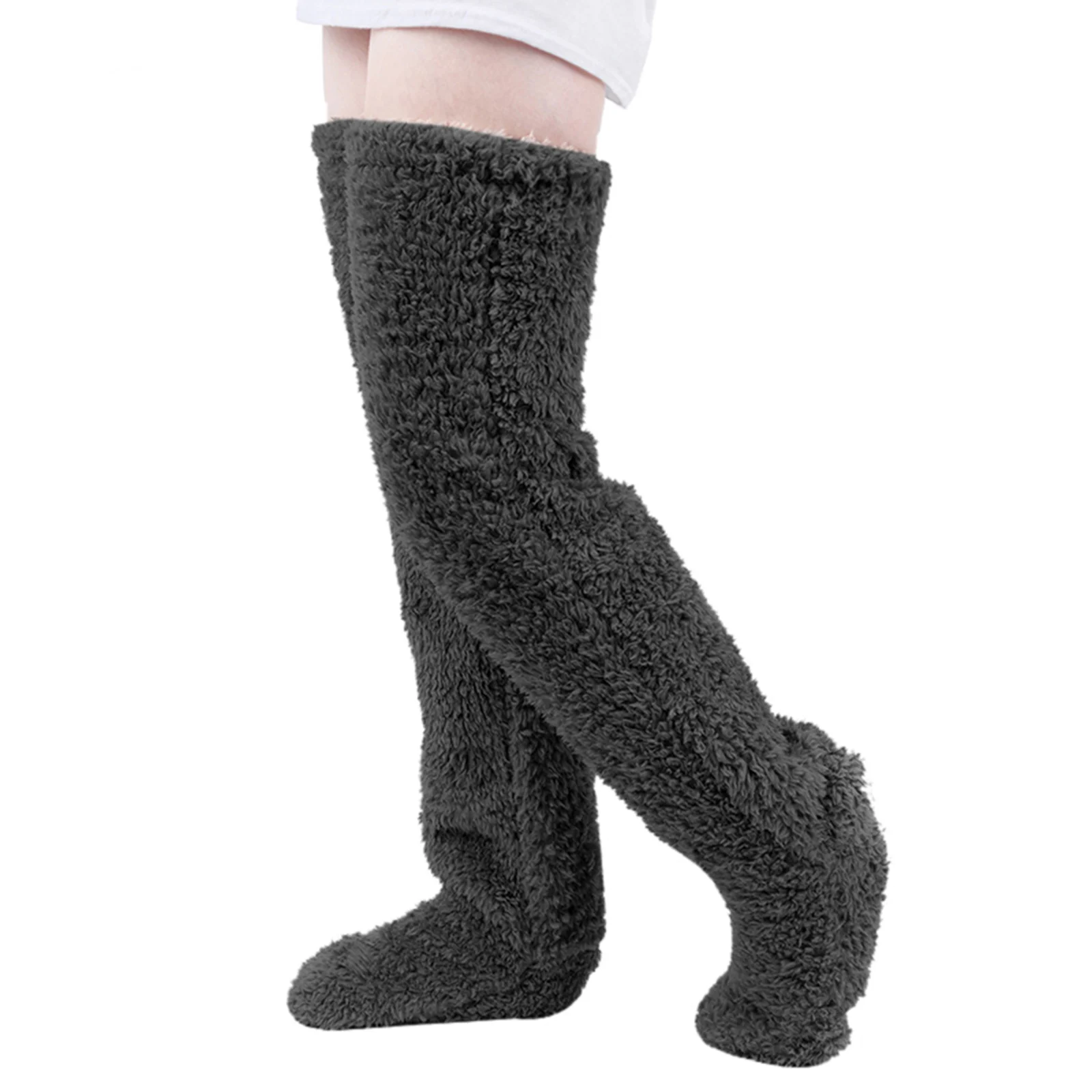 Thigh High Fuzzy Socks Over Knee  Over Knee High Plush Stockings For Women Winter