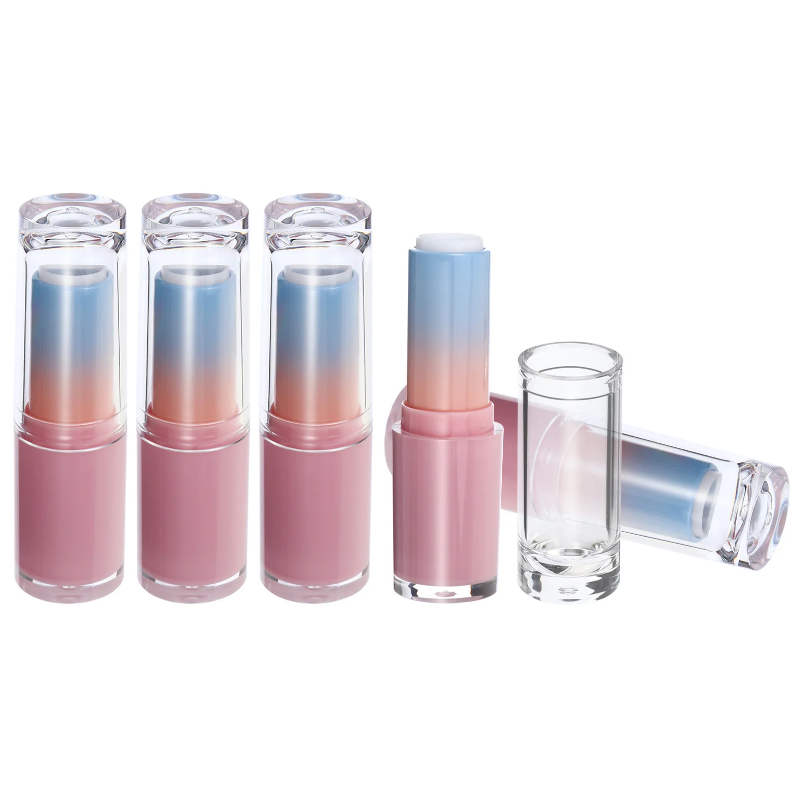 5 stuks lege lippenstiftbuizen, doorzichtige herbruikbare container voor reizen, veilig, geurloos ABS-materiaal, opslag van lippenbalsembuizen