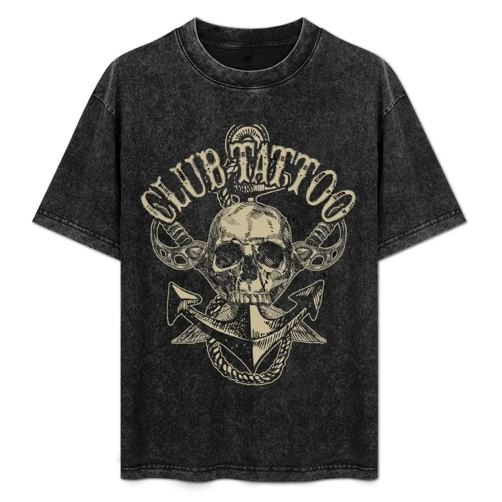

Club Tattoo Anchor Skull T-Shirt funny meme t-shirts graphic tee shirt blanks Men's t shirts