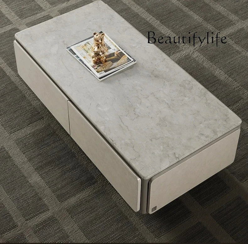 

Modern simple Italian light luxury marble high-end coffee table TV cabinet living room furniture