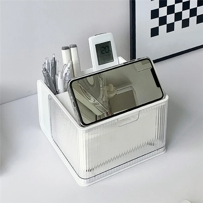 A20F-デスクトップリビングルーム多機能ティッシュボックスデスクトップ紙箱収納ボックス携帯電話ラックバスルームボックス