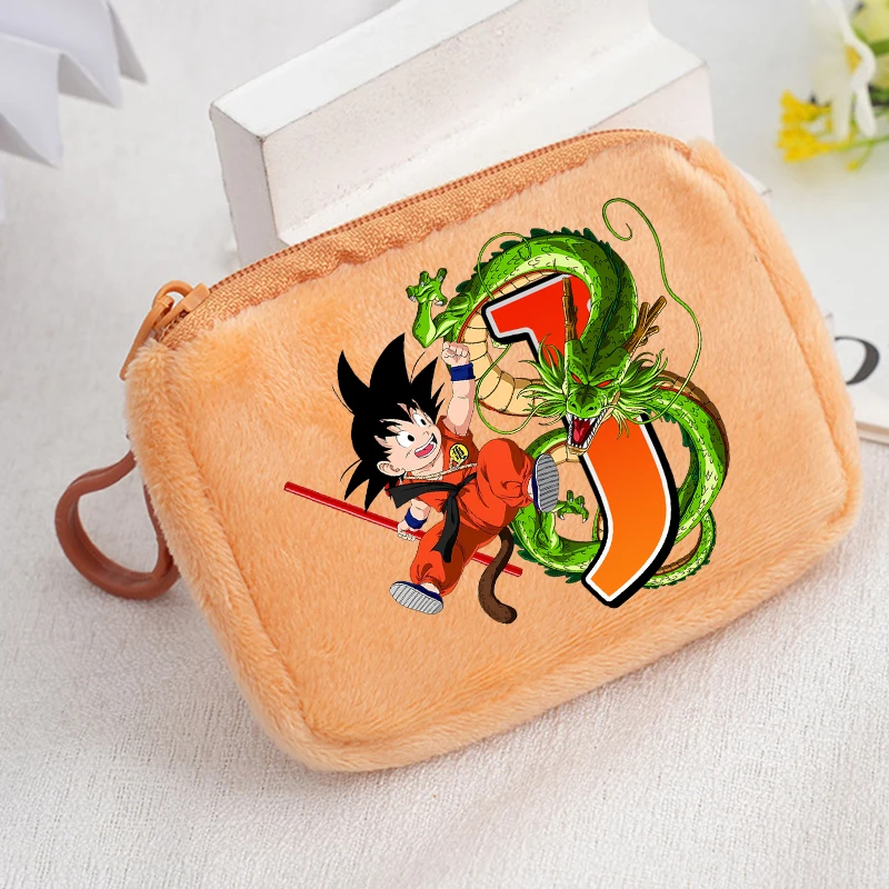 

Кошельки для монет Dragon Ball с мультяшным принтом Сон Гоку, мини-кошельки на молнии, портативные сумочки с аниме-принтом, милые сумки для хранения ключей, подарок для мальчиков и девочек