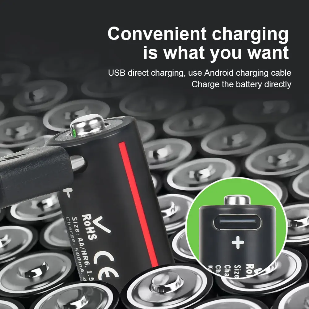 Soshine USB Li-ion Batteries 1.5V AAA Battery AAA and AA USB Lithium-ion Rechargeable Batteries USB 4200mWh 1.5V AA +1100mWh - view 4