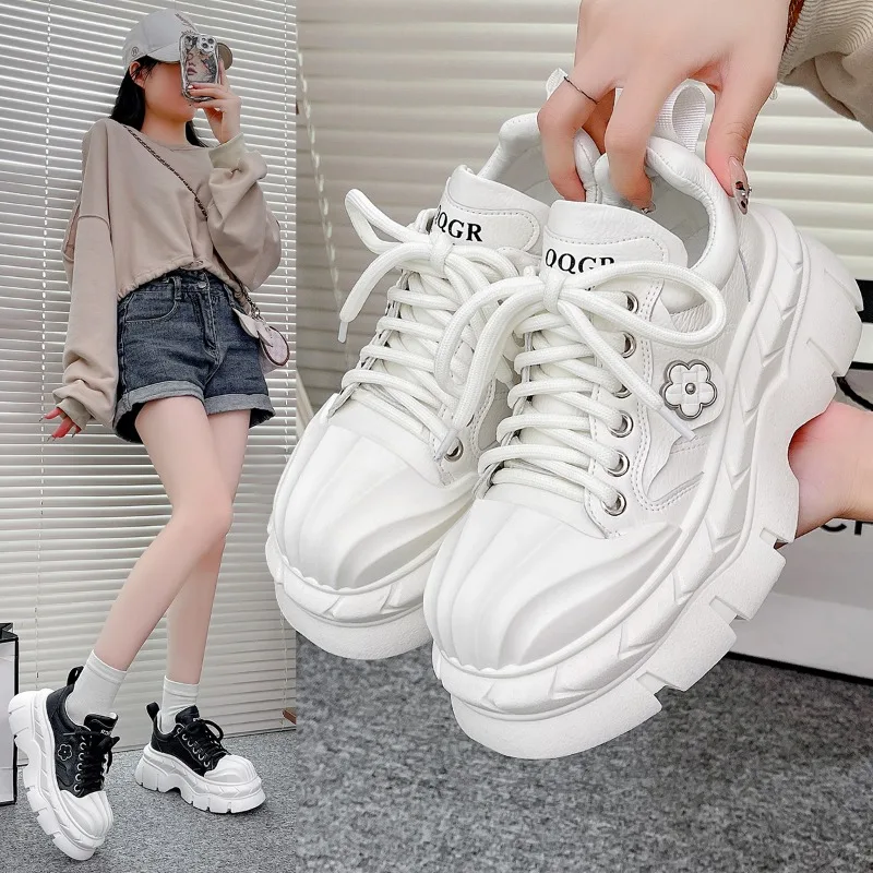 

Women's Casual Shoes Lace-up Platform Sole Shell Head Shoes Women Leisure 2025 Spring Autumn Designer Style Zapatillas De Mujer