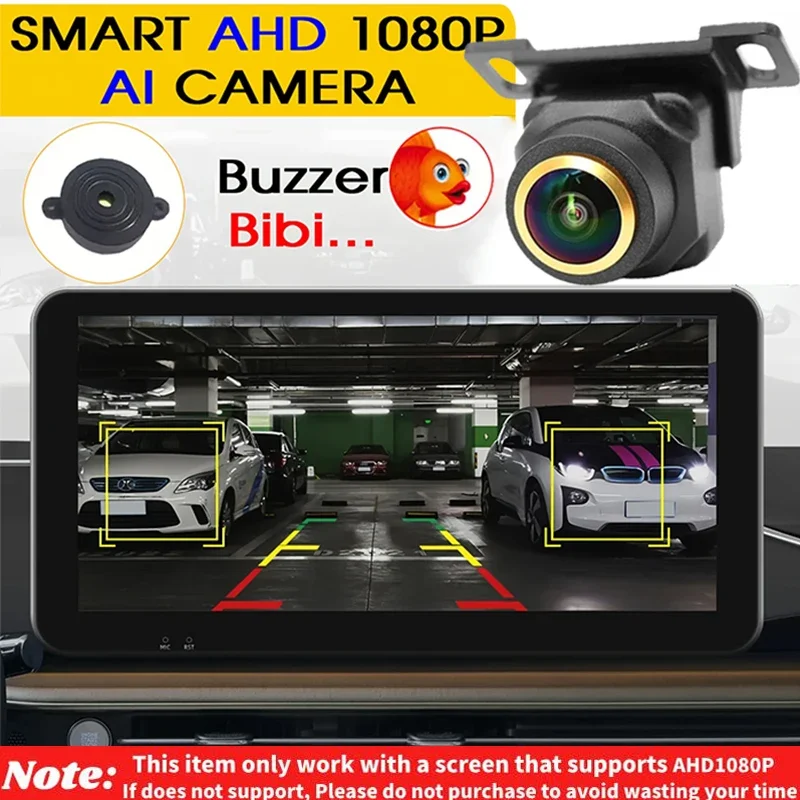 AI Smart Backup Camera with 170° Fisheye Lens, AHD 1080P, ADAS Audio Alarm & Obstacle Detection, Universal Rear, Side, Front