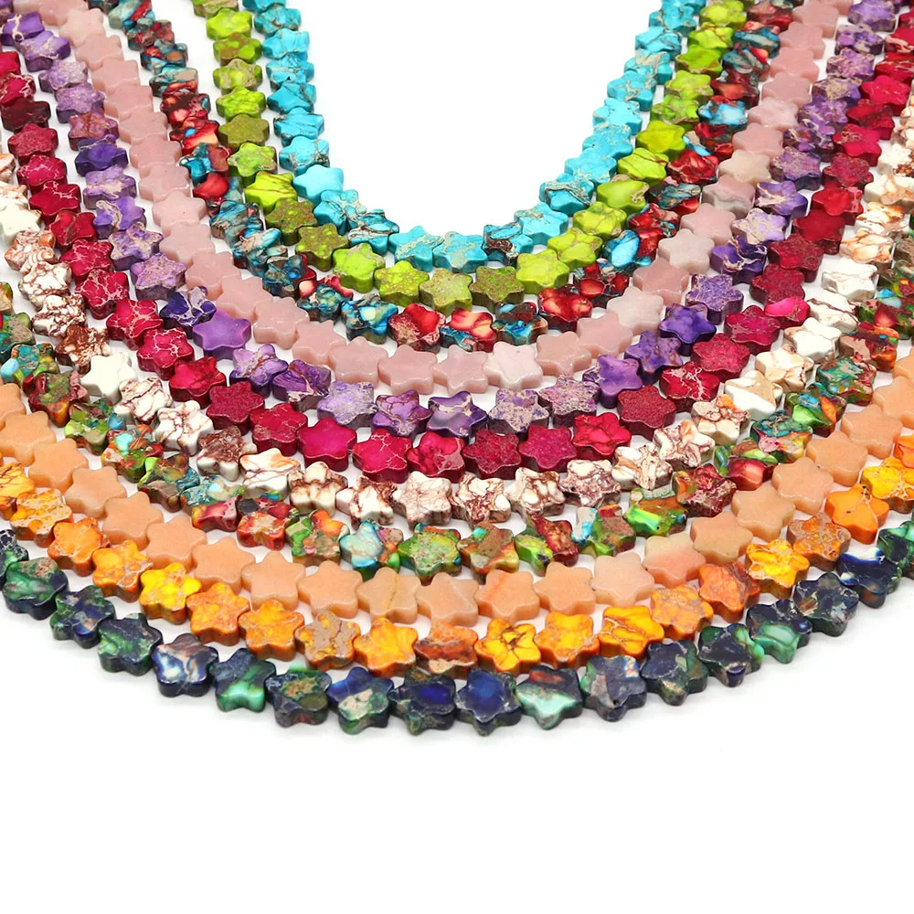 

Polished Imperial Stone Straight-hole Bead Carved Star-shaped Synthetic Semi-precious Stone Handmade Necklace Bracelet Accessory