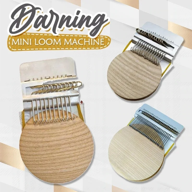 Small Loom Speedweve Type Weave Tool Wooden Fun Mending Loom Metal DIY Textile Tools Darning Machine Loom Mending Jeans Clothes