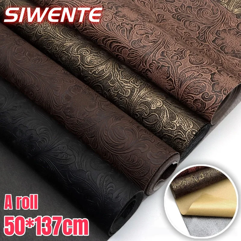 

Self-stick Leather Vintage Flower Texture Artificial Leather Patch Thick Sticker for Repairing Chair Car Interior AB Pillar Door