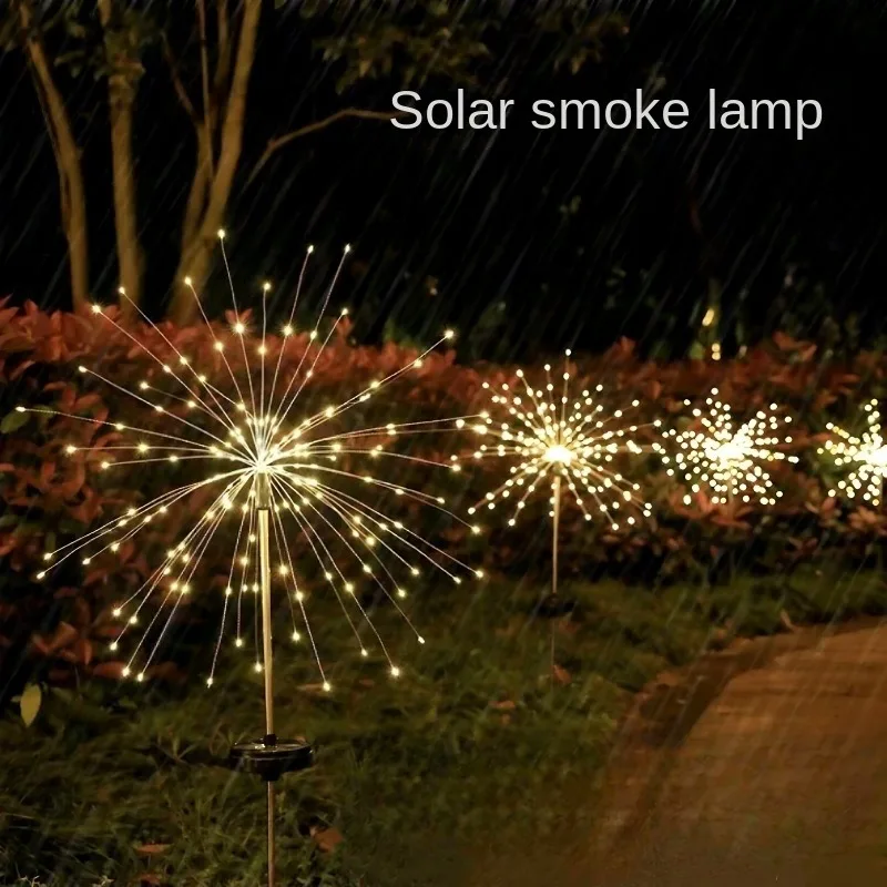 2Pcs Solar Firework LED Lights, LED Solar Fairy Lights Outdoor Waterproof 8Modes Garden Fireworks Lamp For Patio Yard Lawn Decor