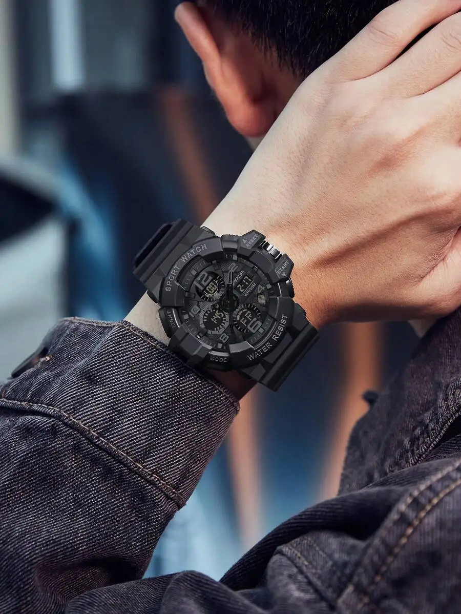 SANDA Brand G-Style Military Quartz Watch Men's LED Digital Sports Watch Men's Multi Functional Timing Alarm Clock Waterproof