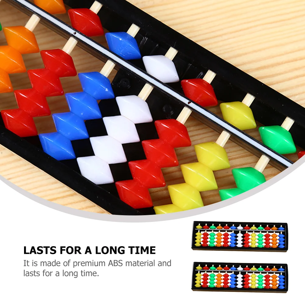 2 Pcs Children's Abacus 13 Colorful Beads Math Learning Tool Kids Arithmetic Calculator Puzzle Toy ABS Material Lightweight Easy