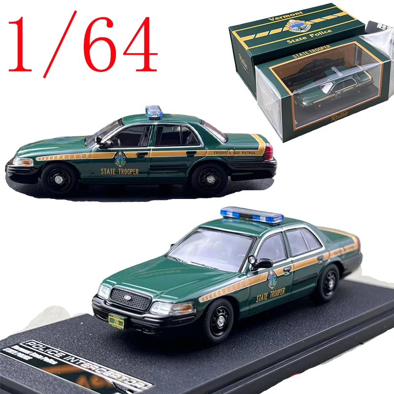 Rollin Diecast 1/64 Scale Ford Victoria Crown Police Car Model Alloy Ford Crown Play Vehicles Model Static Collection Ornament