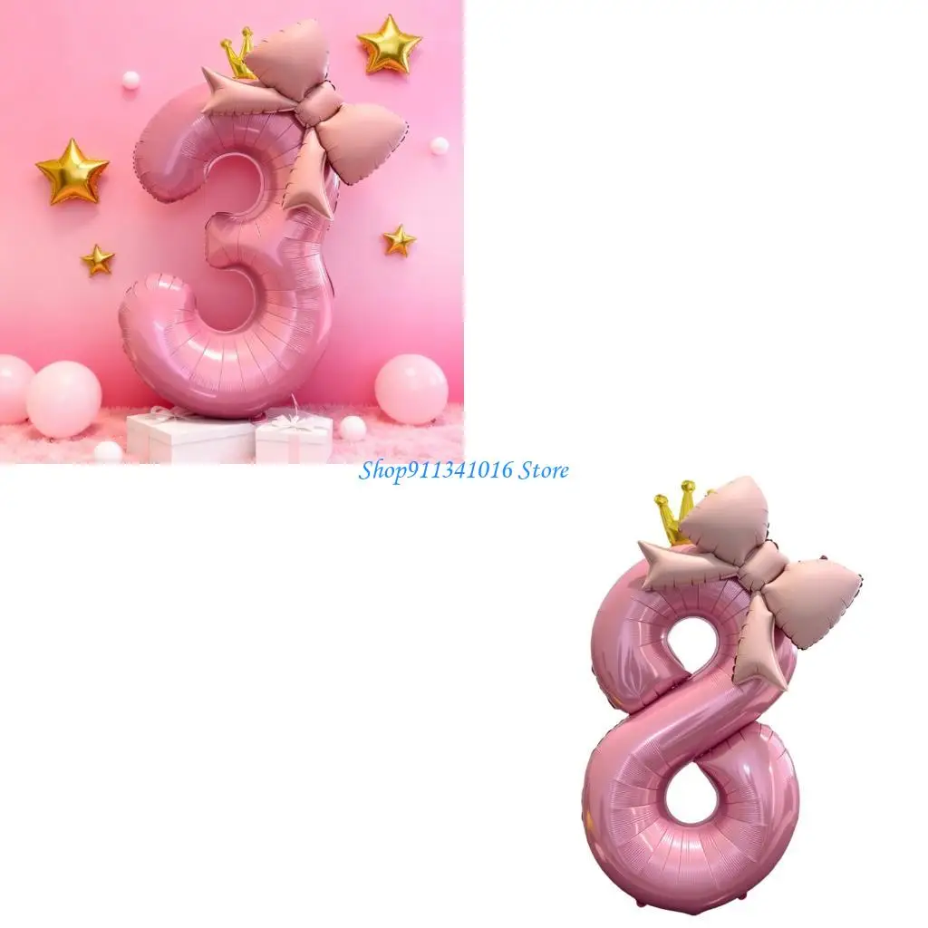 

Pink Bowknot Number Balloon 40Inch For Birthday Anniversary Wedding Backdrops