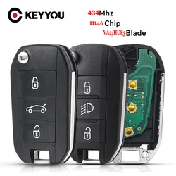 Klawiatura ID46-pcf7941 Chip kluczyk samochodowy z pilotem 3 przyciski Fob dla Peugeot 208 2008 301 308 5008 508 Citroen C-Elysee C4-Cactus 434MHz