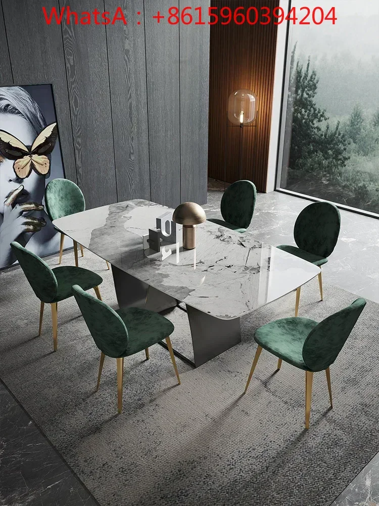 Italian luxury and minimalist small apartment rectangular Pandora luxury stone bright slate designer style family dining table