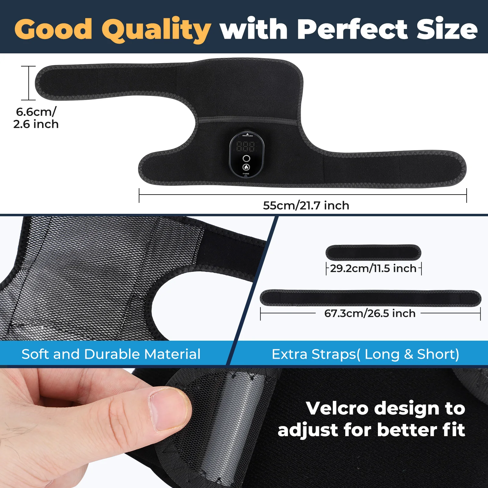 Wireless Heated Knee Massager Pads Brace Shoulder Elbow Support Muscle Wrap 6 Levels Hot Compress Reduce Stress Joint Health