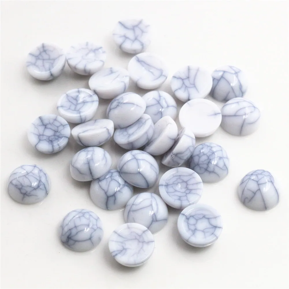 40pcs/lot 8mm 10mm White crack Colors Natural Cracked Style Flat back Resin Cabochons For Bracelet Earrings accessories