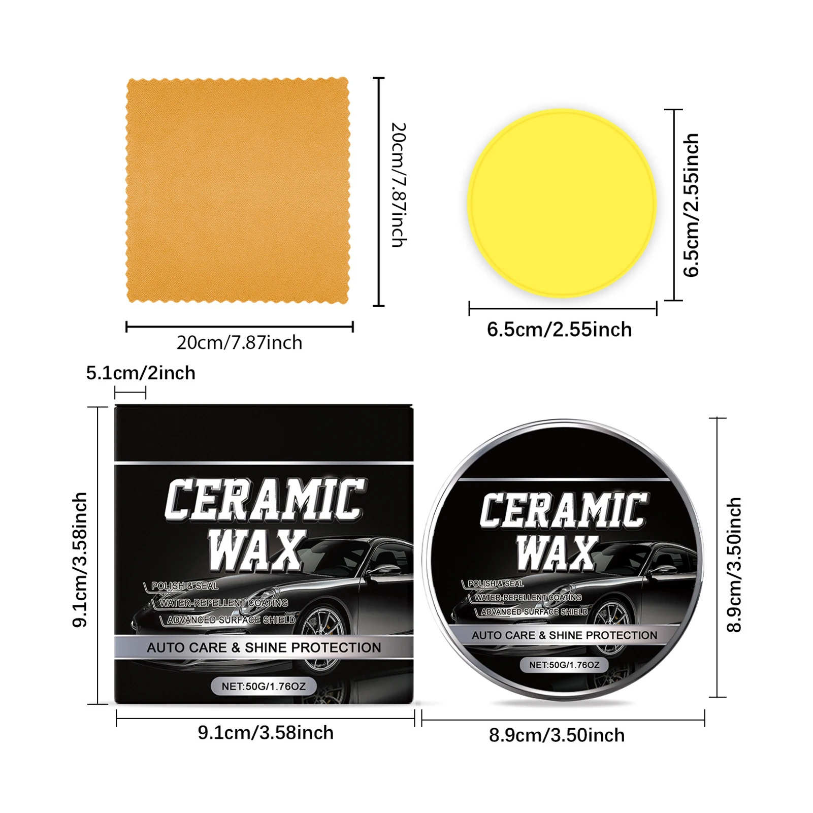 طقم شمع السيارات 50 جرام، طقم شمع مزيل خدوش السيارة السريع لسهولة التفاصيل والتألق