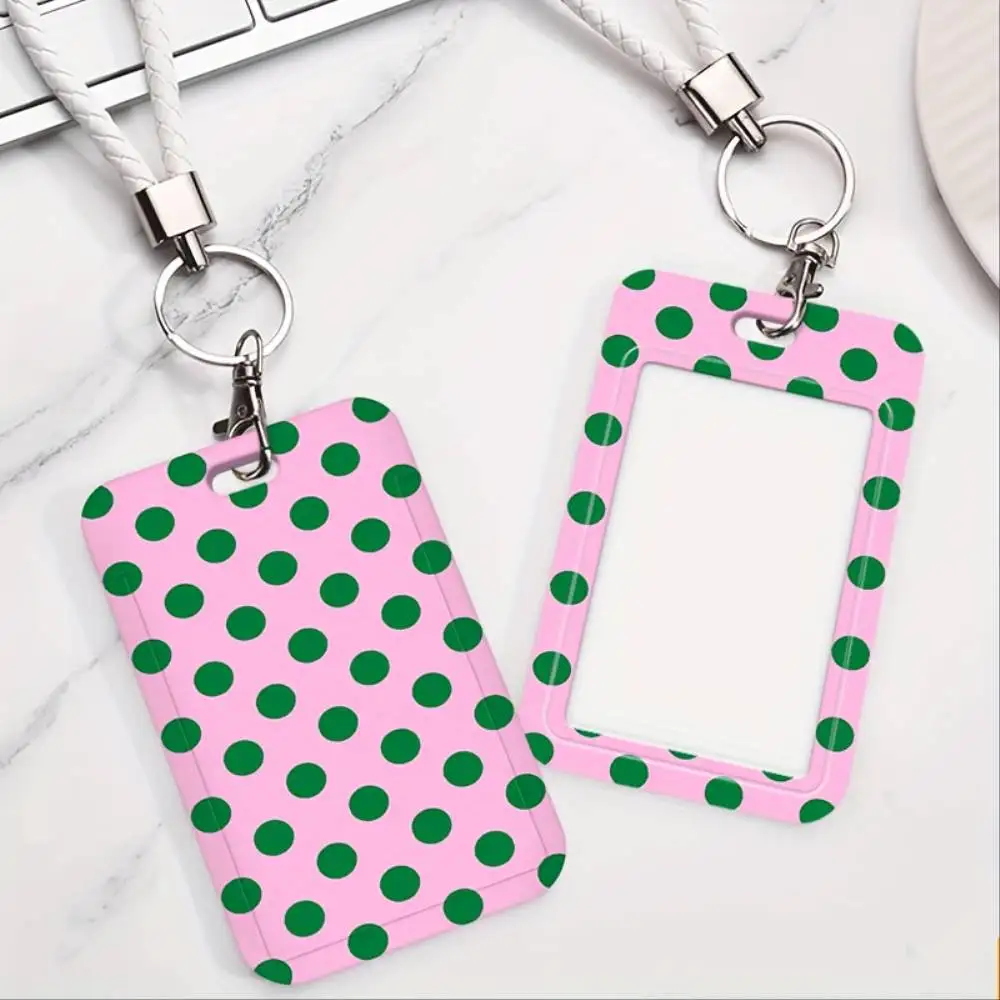 Pink Polka Dot ID Card Holder Plastic Window Card Case For Doctor Nurse Student Office Bank Access Badge Stylish Holiday Gift