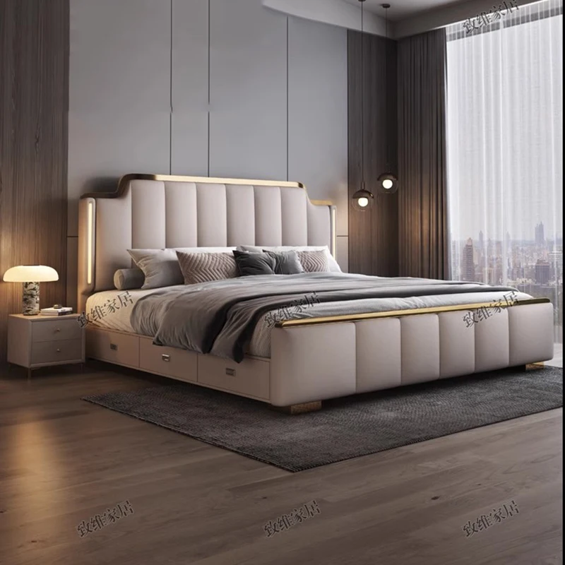 

Unique Aesthetic Bed Nightstands Multifunctional King Size Bed Sleeping Storage Space Muebles Para Dormitorio Bedroom Furniture