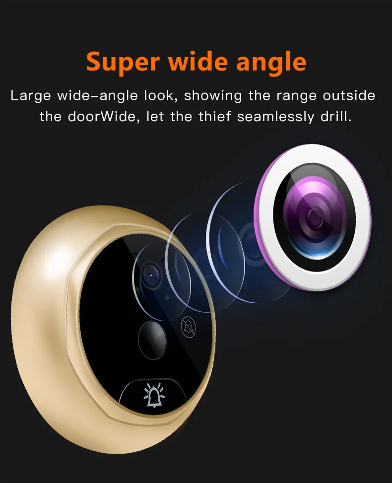 Smart wireless visual electronic cat eye doorbell security protection doorway system two-way wake-up 4.3 inch color screen