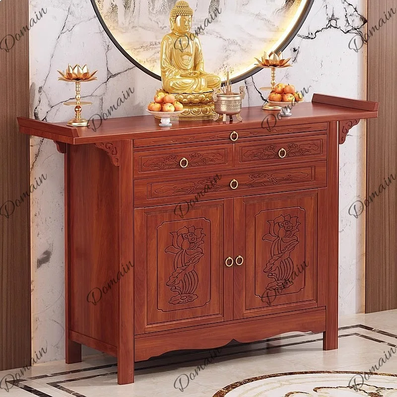 Modern Small Buddhist Altar Table for Home Feng Shui Shrine Buddha Statue Stand Offering Desk Decor