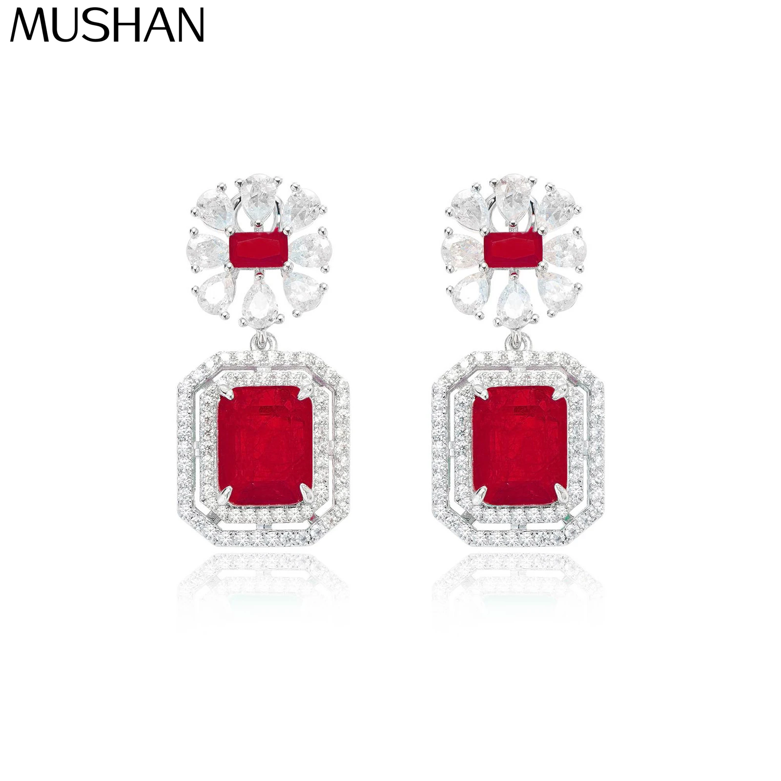

MS MuShan Brand Jewelry 925 Sterling Silver Earrings Zircon 7A Dangle Date Night for Her 18K Rose Gold Plated Fine Earring