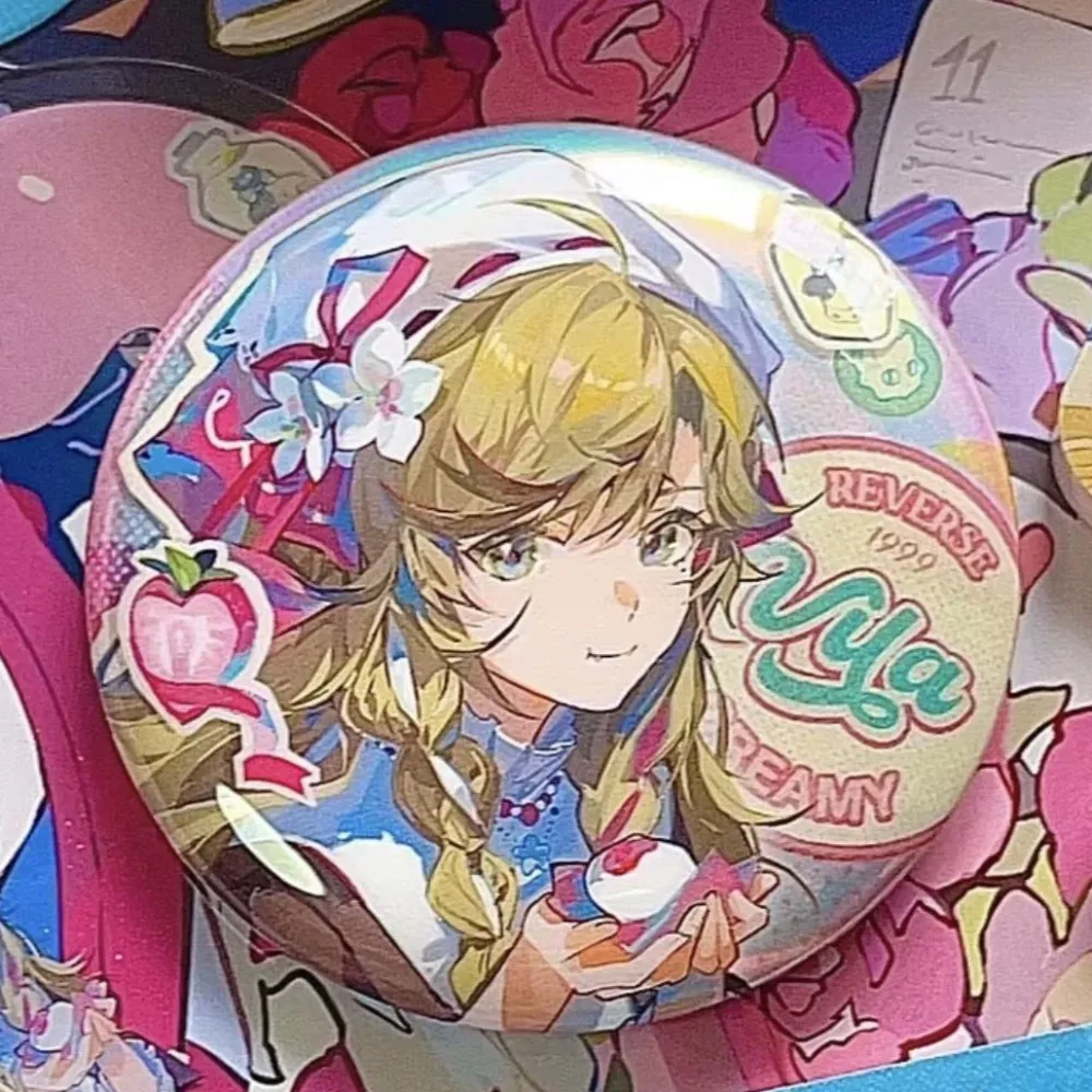 Game Reverse: 1999 Cartoon Round Button Brooch Cosplay Characters Vila Windsong‌ Anime Badge Lapel Fans Collectibles Decoration