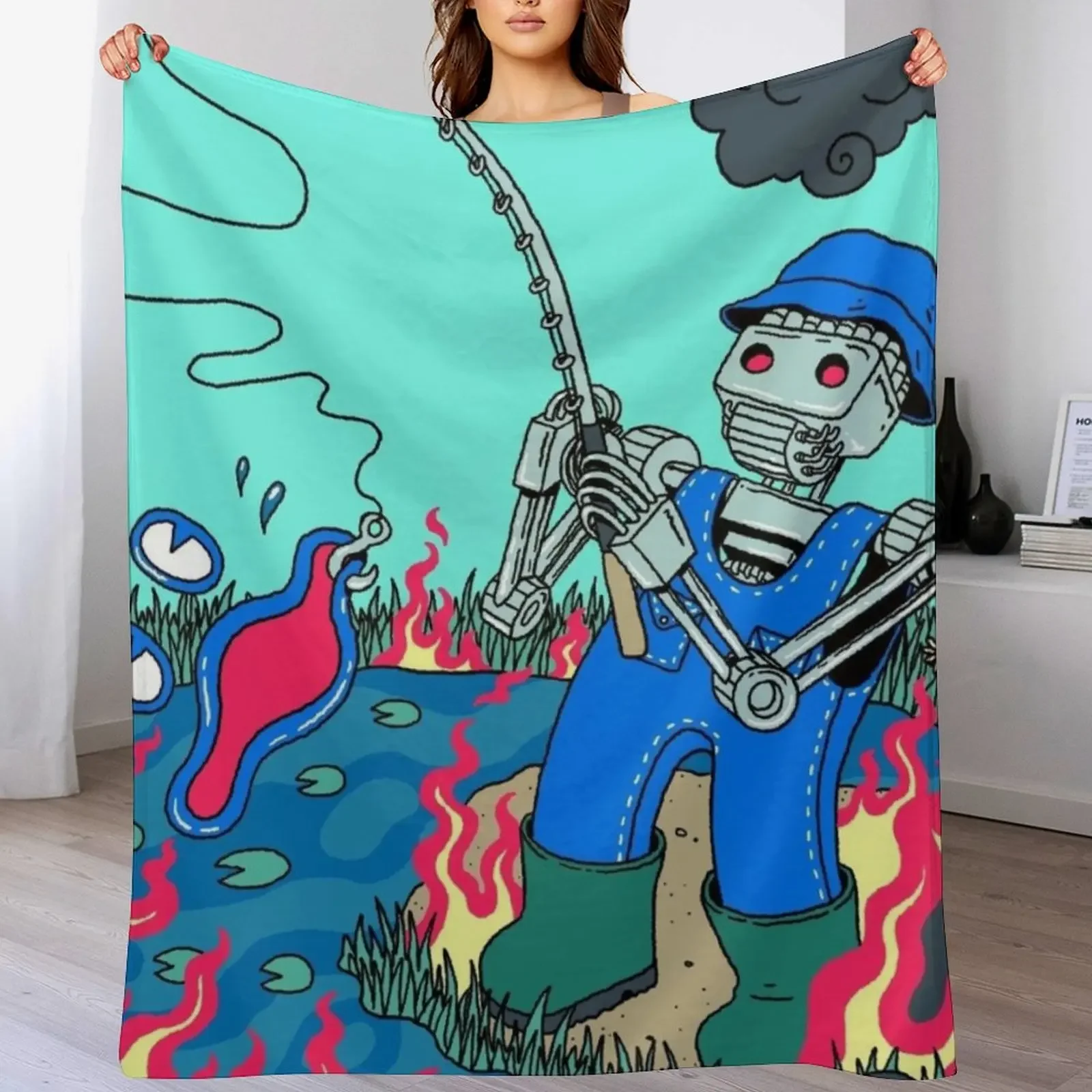 Fishing For Fishies Art - King Gizzard And The Lizard Wizard Throw Blanket blankets ands Summer Blankets