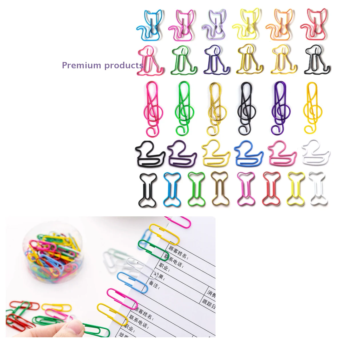

10/50/100PCS Animal Paperclips Duck Paperclips Irregularly Shaped Colorful Paperclips With Musical Notes Office Supplies
