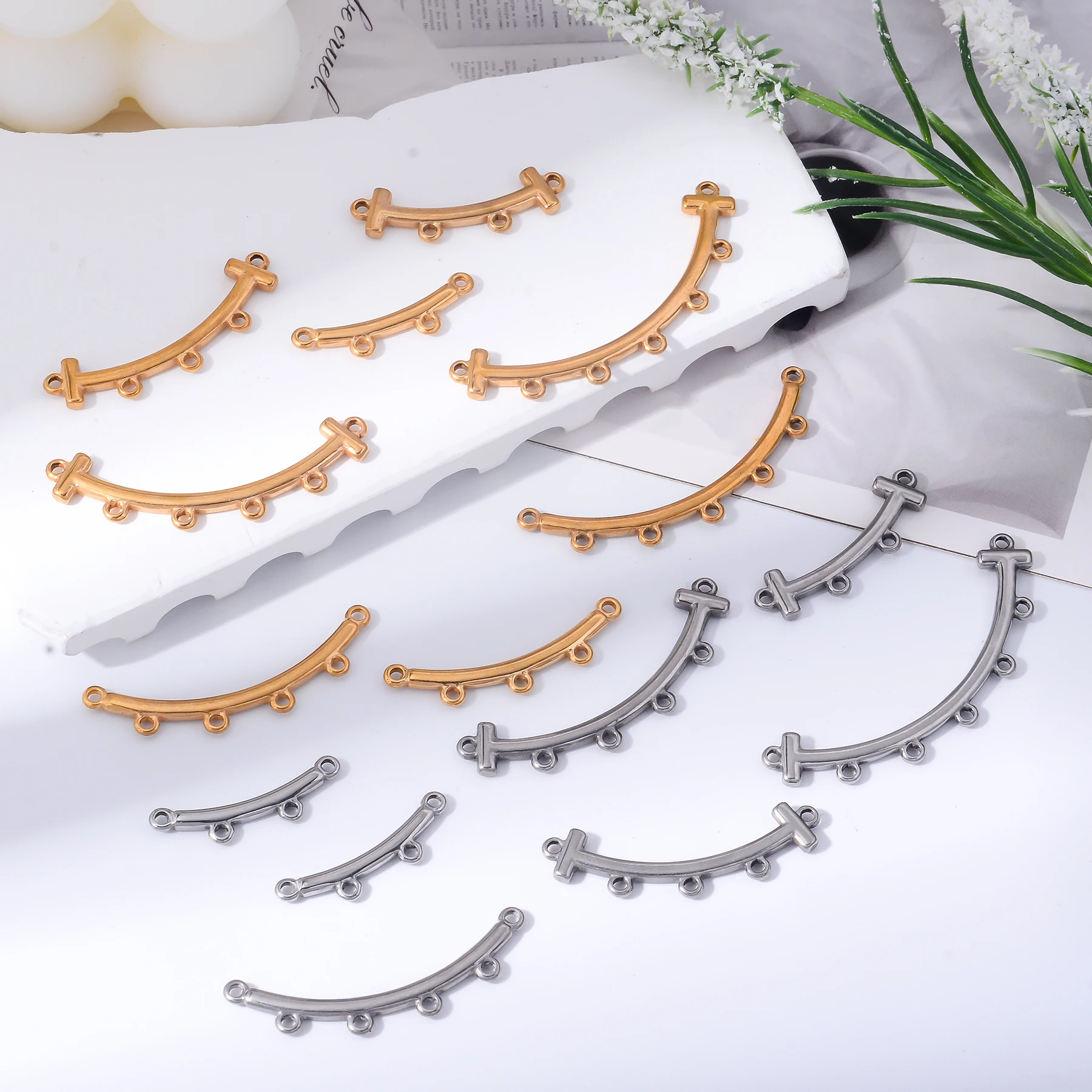 5 قطعة الفولاذ المقاوم للصدأ متعدد الثقوب سحر طبقات المشبك موصلات DIY بها بنفسك بوهو صنع المجوهرات قلادة سوار المشبك لوازم