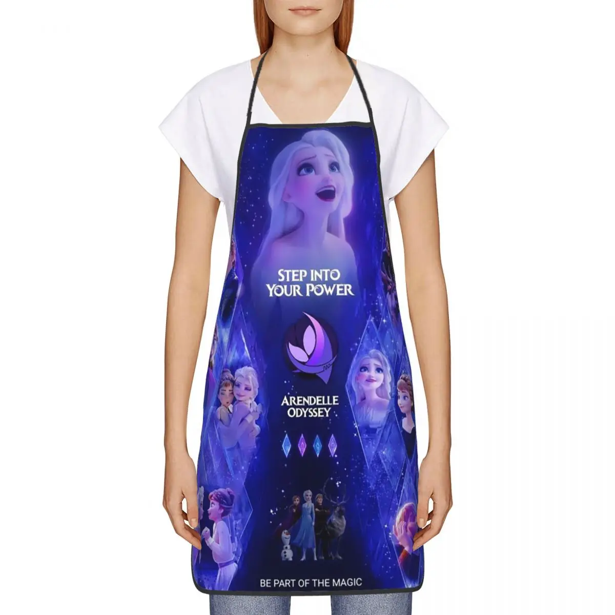 Custom Bib Frozen Elsa Princess Apron for Men Women Unisex Adult Chef Cooking Kitchen Animated Tablier Cuisine Baking