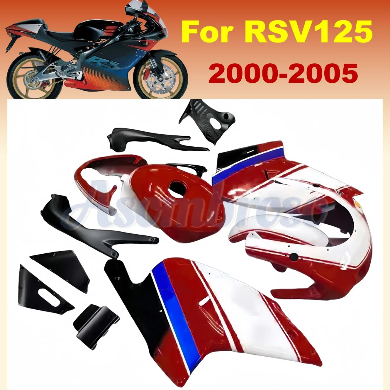 

Motorcycle Fairings Bodykits for Aprilia RS125 2000 2001 2002 2003 2004 2005 RS4 RSV 125 red white blue fairing kit