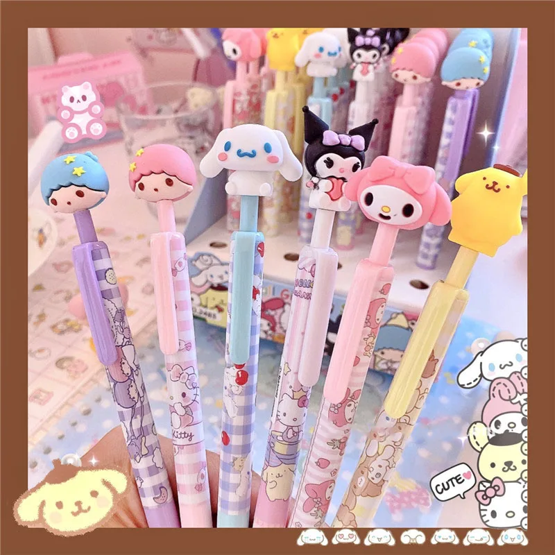 Sanrios Stationery Cinnamoroll Kuromi Press Gel Pen Kawaii Melody Creative Student Mestery Anime Hellokitty Limited Lucky Random