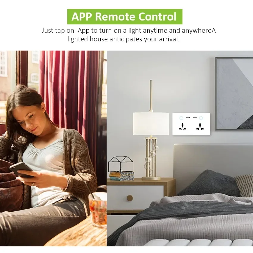 Imagem -06 - Tomada de Parede Tuya Wifi Inteligente Usb Tomada Universal Power Touch Switch Carga sem Fio Funciona com Alexa Google Home 13a