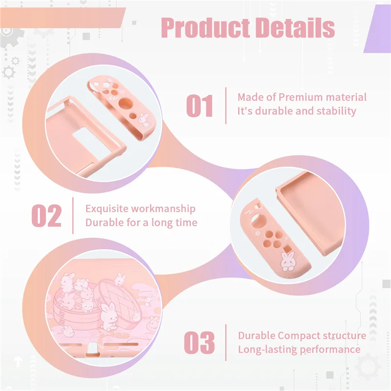 غلاف قابل للإرساء للتبديل 2 وحدة التحكم Kawaii تصميم الرسوم المتحركة حافظة واقية للتبديل 2